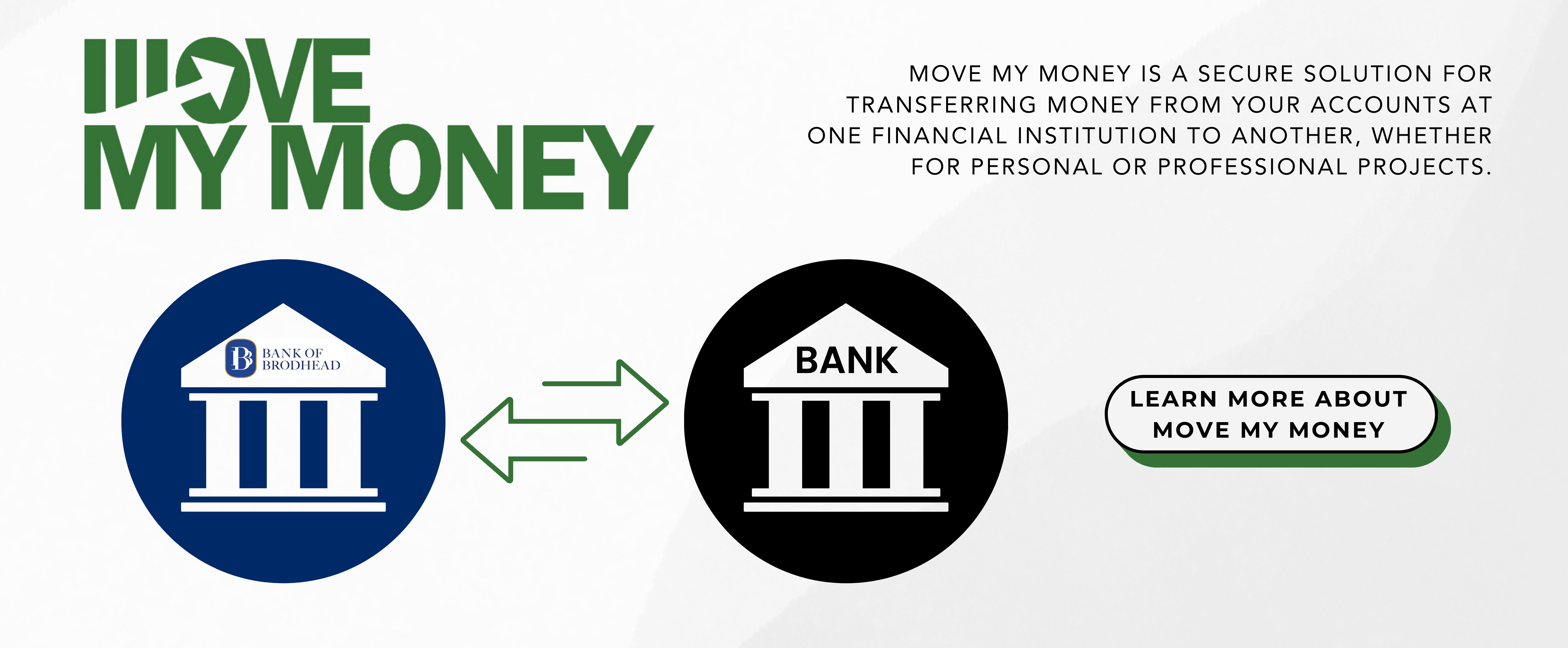 Move My Money. Two Banks with Arrows in between. Learn more today.